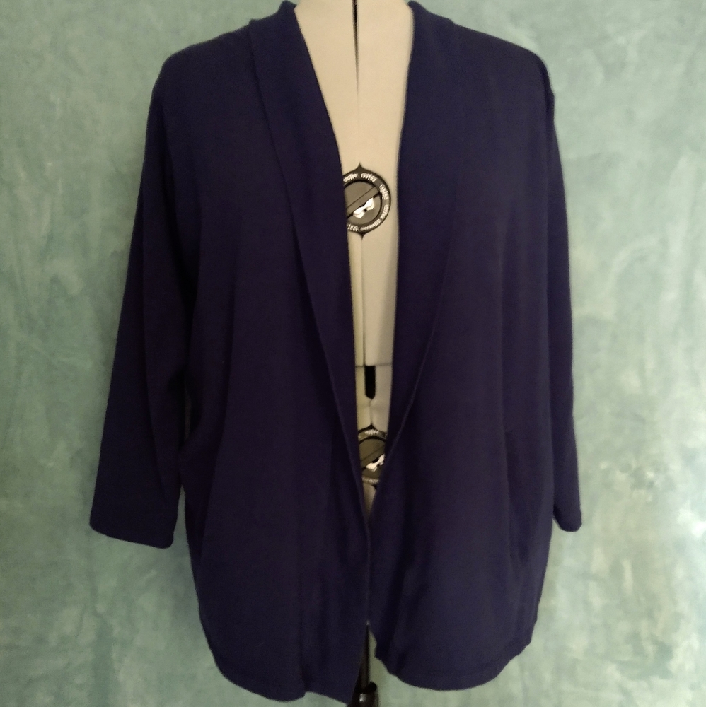 Land's End Navy Sweats Open Cardigan 3X